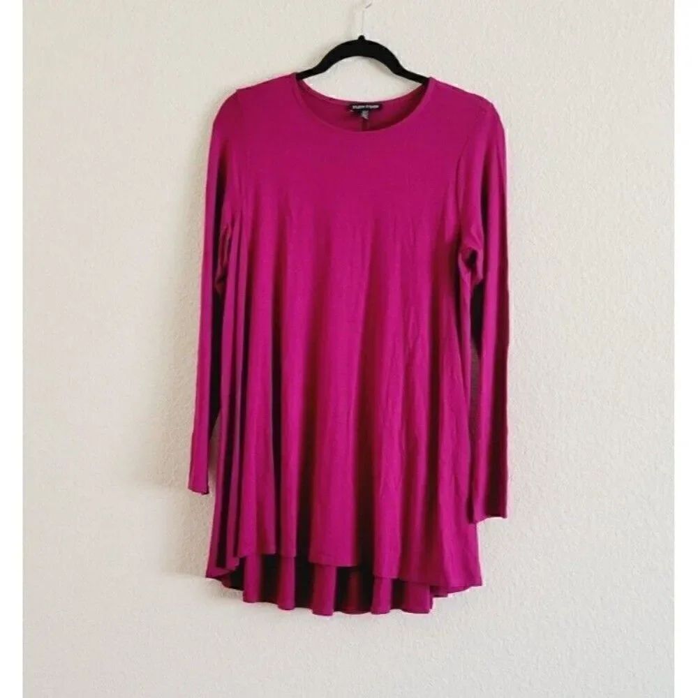 Eileen Fisher Fuchsia Long Sleeve Soft Jersey Viscose Pullover Tee Size Small